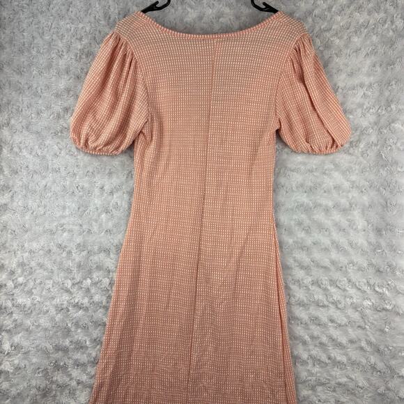Caution To The Wind Size Medium Summer Dress White And Orange Plaid - Picture 7 of 8